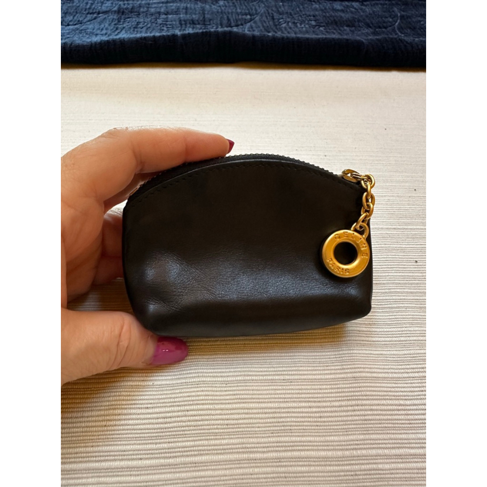 Celine Black Leather Zip Coin Pouch w/ Gold Hardware - Picture 2 of 10
